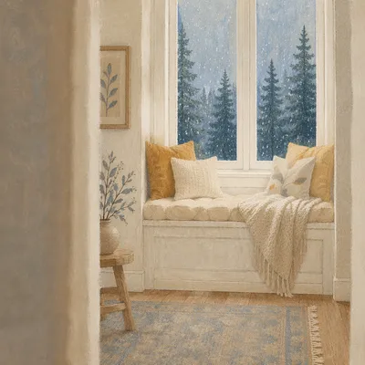 Cozy Rainy Day Window Seat Nook