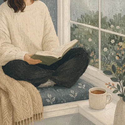 Cozy Rainy Day Window Seat Reading