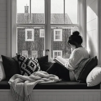 Cozy Rainy Day Window Seat Reading Nook