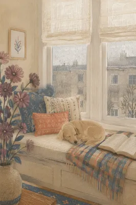 Cozy Rainy Day Window Seat Reading Nook