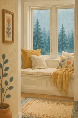 Cozy Rainy Day Window Seat Nook