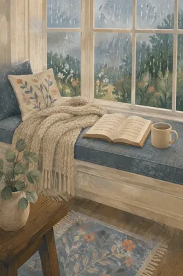 Cozy Rainy Day Window Seat Reading Nook