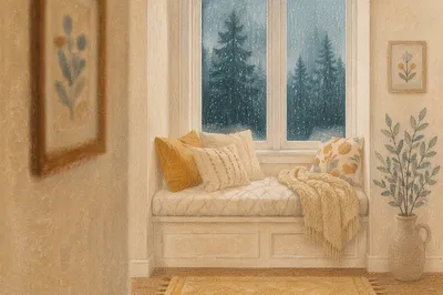 Cozy Rainy Day Window Seat Nook