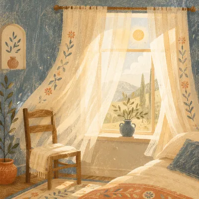 Morning Light Through Bedroom Window Curtains