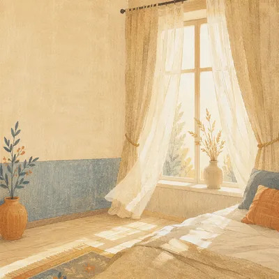 Morning Light Through Bedroom Curtains