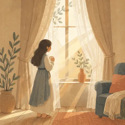 Morning Light Through Sheer Window Curtains
