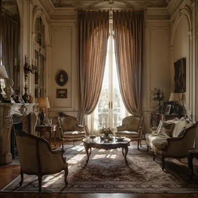 Morning Light Through Vintage Curtain Window