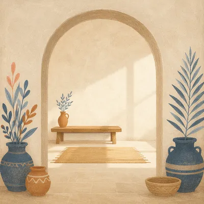 Minimalist Arch Doorway to Serene Bright Room