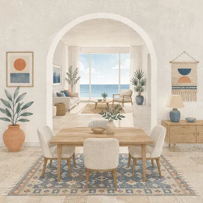 Minimalist Arch Doorway to Sunlit Room