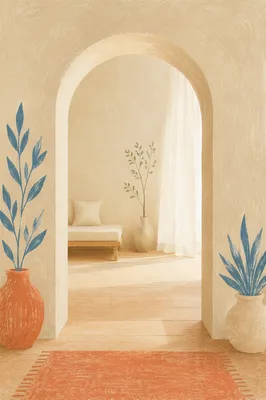 Minimalist Arch Doorway to Bright Room