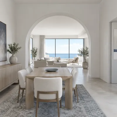 Minimalist Arch Doorway to Sunlit Room
