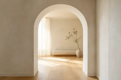 Minimalist Arch Doorway to Serene Bright Room