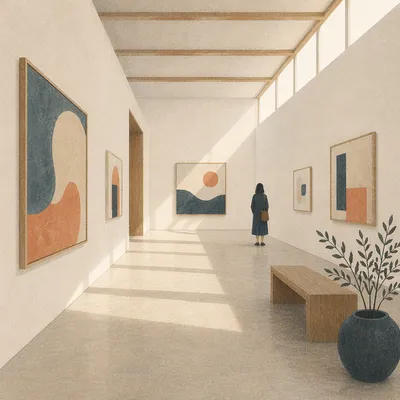 Serene White Wall Art Gallery Interior