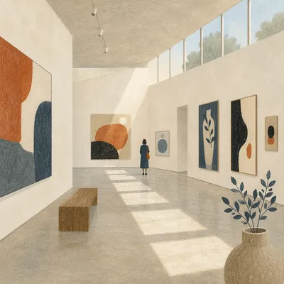 Serene White Art Gallery Interior Exhibit