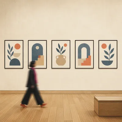 Minimalist Gallery Wall with Monochrome Prints