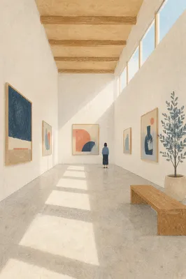 Serene White Wall Art Gallery Interior