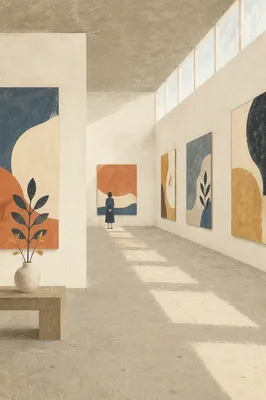 Serene White Wall Art Gallery Interior