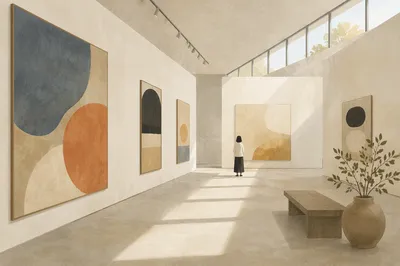 Serene White Wall Art Gallery Interior