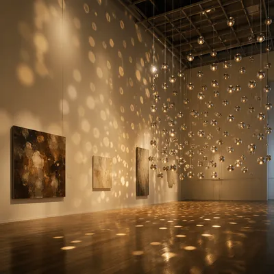 Contemporary Art Gallery With Mirrored Light Installation
