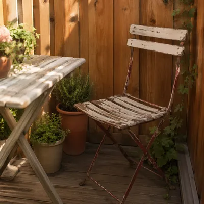 Cozy Small Balcony Garden With Vintage Chair
