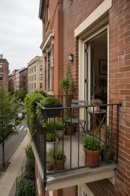 Compact Balcony Garden with Chair and Plants
