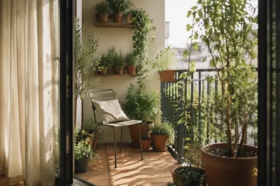 Cozy Small Balcony Garden With Chair