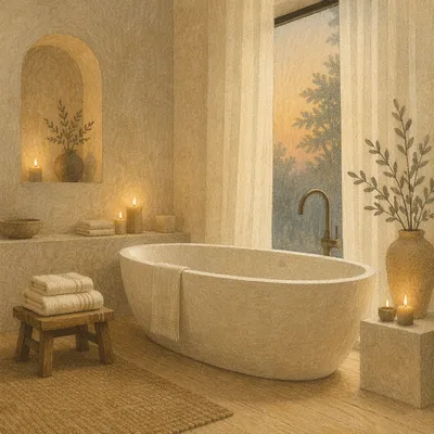 Serene Spa Bathroom with Freestanding Tub