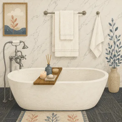 Luxury Spa Bathroom with Freestanding Bathtub