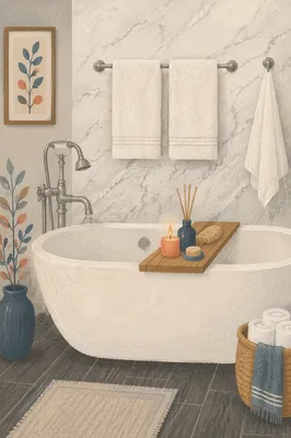 Luxury Spa Bathroom with Freestanding Bathtub