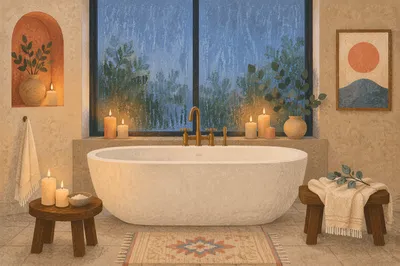 Serene Spa Bathroom with Freestanding Tub