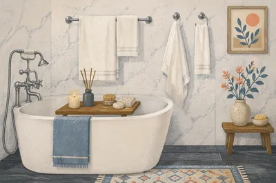 Luxury Spa Bathroom With Freestanding Bathtub