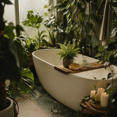 Tranquil Spa Bathroom with Freestanding Bathtub