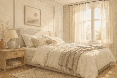 Cozy Neutral Bedroom with Morning Light