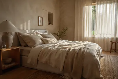 Cozy Neutral Bedroom with Morning Light