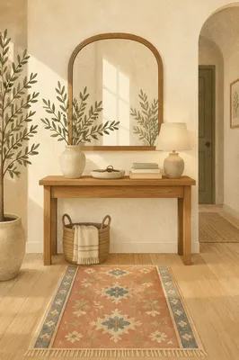 Serene Entry Hallway Console and Mirror