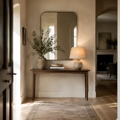 Serene Entry Hallway Console and Mirror