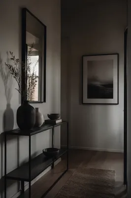 Moody Entry Hallway Console and Mirror
