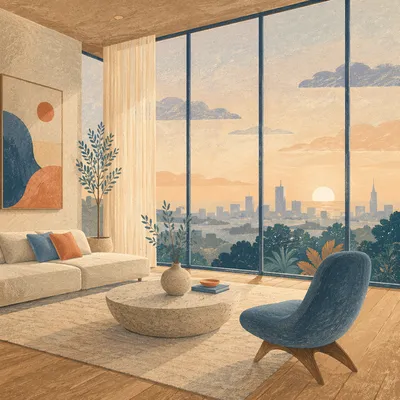 Serene Modern Penthouse with Panoramic Windows