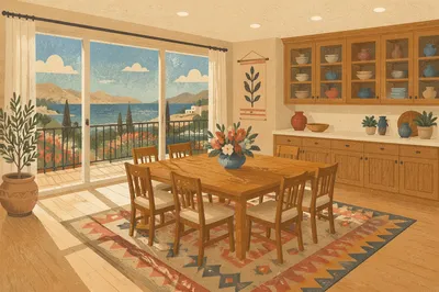 Modern Dining Room with Panoramic Windows