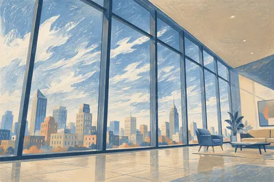 Modern Observation Lounge with Panoramic Windows