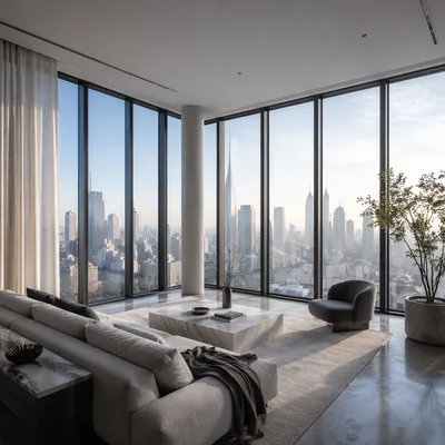Modern Penthouse Living Room Panoramic Windows