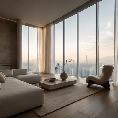 Modern Penthouse with Panoramic Floor-to-Ceiling Windows