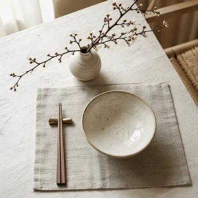 Serene Japandi Dining Nook Still Life