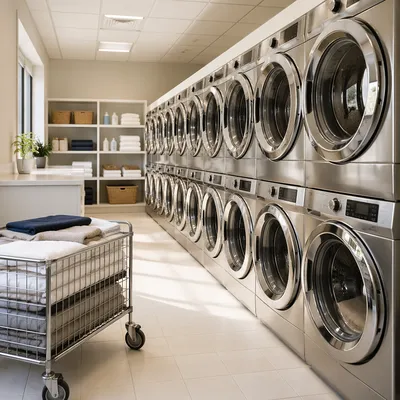 Organized Commercial Laundry Room Interior