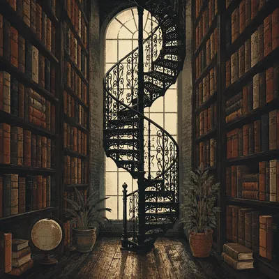 Grand Library Spiral Staircase Reading Hall