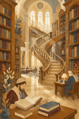 Grand Library Spiral Staircase Reading Hall