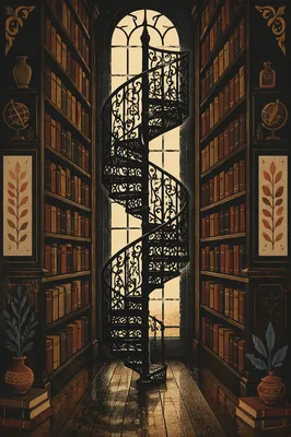 Grand Library Spiral Staircase Reading Hall