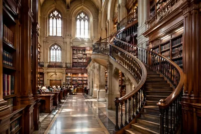 Grand Library Spiral Staircase Reading Hall