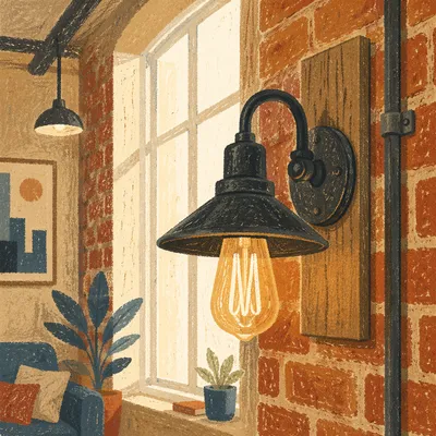 Industrial Loft Sconce on Exposed Brick
