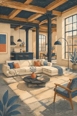 Modern Loft Apartment with Exposed Beams